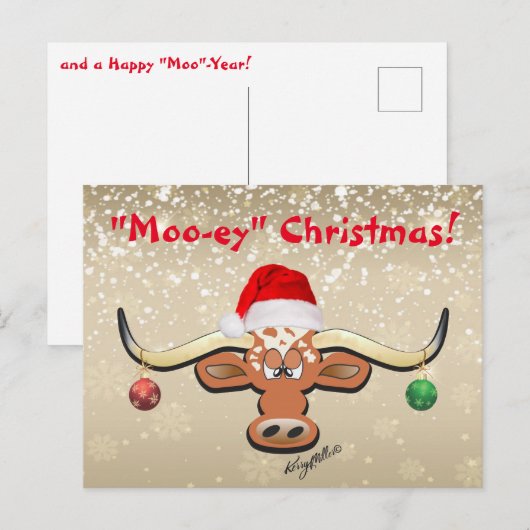 Comical Longhorn Steer Postcard Postkarte (Vorne/Hinten)