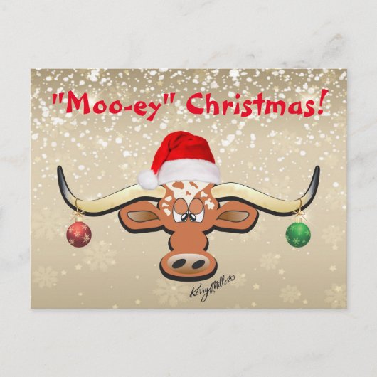 Comical Longhorn Steer Postcard Postkarte (Vorderseite)