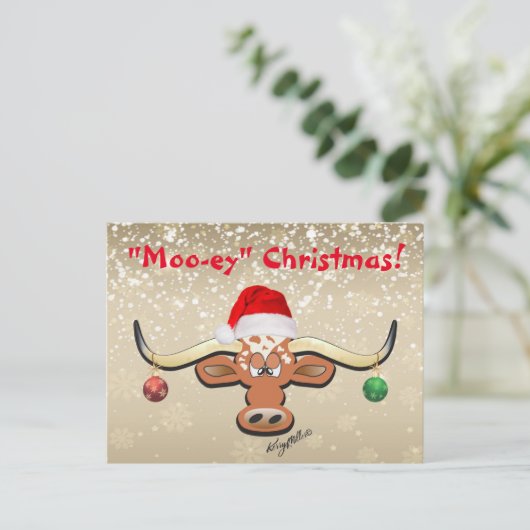 Comical Longhorn Steer Postcard Postkarte (Stehend Vorderseite)