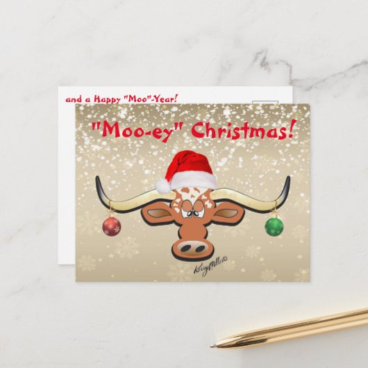 Comical Longhorn Steer Postcard Postkarte (Vorderseite/Rückseite Beispiel)