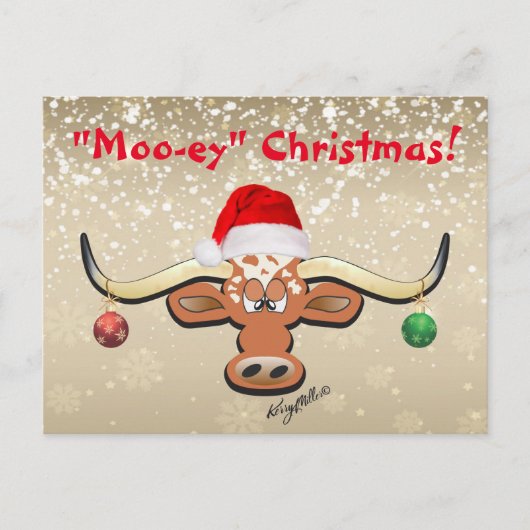 Comical Longhorn Steer Postcard Postkarte (Vorderseite)