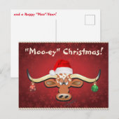 Comical Longhorn Steer Postcard Postkarte (Vorne/Hinten)