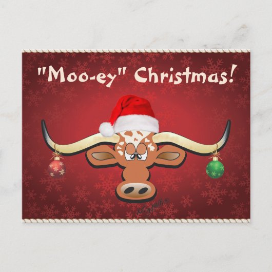 Comical Longhorn Steer Postcard Postkarte (Vorderseite)