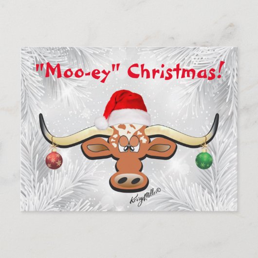 Comical Longhorn Steer Postcard Postkarte (Vorderseite)