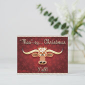 Comical Longhorn Steer Postkarte (Stehend Vorderseite)