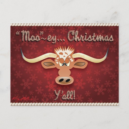 Comical Longhorn Steer Postkarte (Vorderseite)