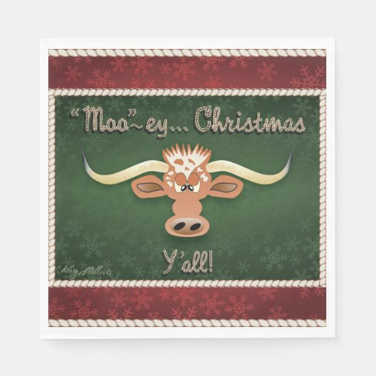 Comical Longhorn Steer Serviette (Vorderseite)