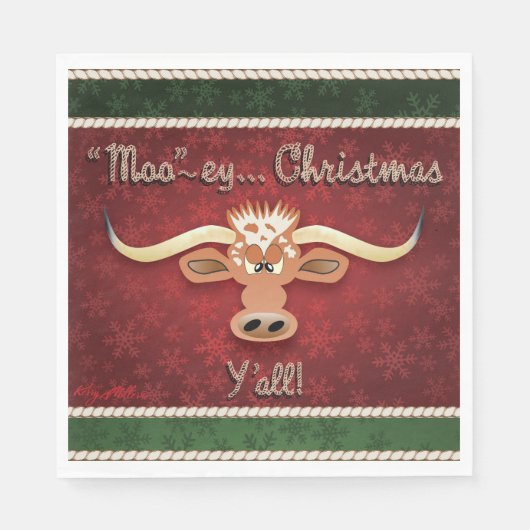 Comical Longhorn Steer Serviette (Vorderseite)