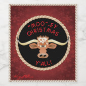 Comical Longhorn Steer Weinetikett (Einzelnes Label)