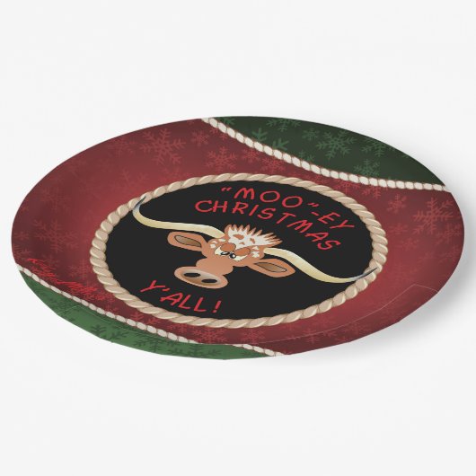 Comical Longhorn Steg Pappteller (Schrägansicht)