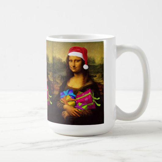 Comical Mona Lisa Santa Claus Kaffeetasse (Rechts)