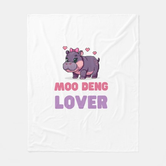Comical MOO DENG LOVER Wild One Retro Gamer Hippo Fleecedecke (Vorderseite)