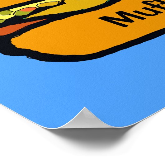 Comical Muffuletta Sandwich Poster (Ecke)