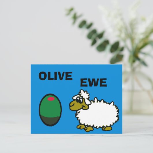 Comical Olive EweCard Postkarte (Stehend Vorderseite)