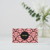 Comical Pigs Pink Abstrakt Pattern Business Card Visitenkarte (Stehend Vorderseite)