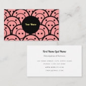 Comical Pigs Pink Abstrakt Pattern Business Card Visitenkarte (Vorne/Hinten)