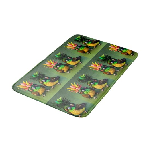Comical Pineapa Green Wange Conure Bathmat Badematte (Schrägansicht)