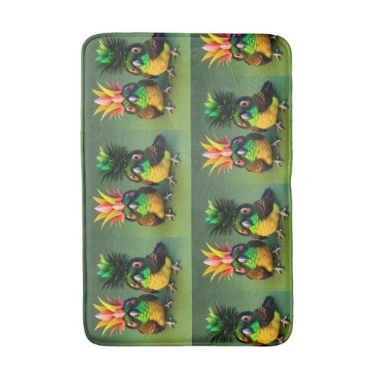 Comical Pineapa Green Wange Conure Bathmat Badematte (Vorderseite Vertikal)