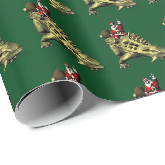 Comical Santa Claus Reiten auf Talarurus Geschenkpapier (Rolleneckpunkt)