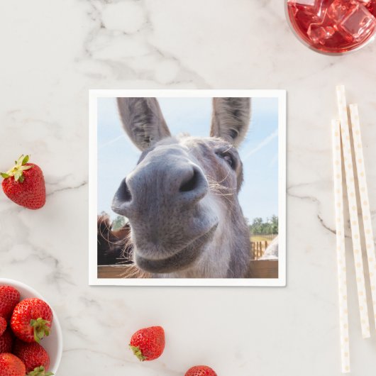 Comical Smiling Gray Donkey Serviette (Beispiel)
