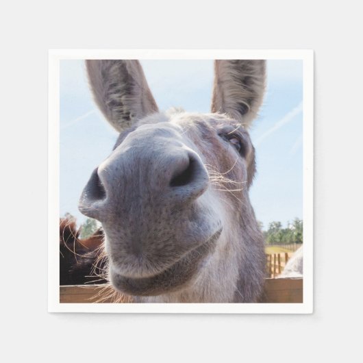 Comical Smiling Gray Donkey Serviette (Vorderseite)