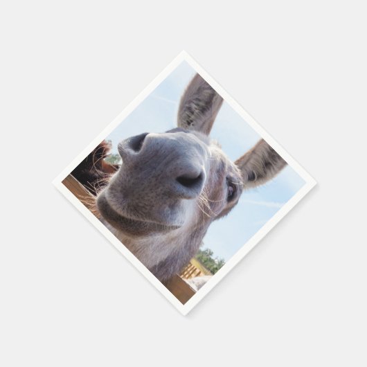 Comical Smiling Gray Donkey Serviette (Ecke)