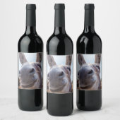 Comical Smiling Gray Donkey Weinetikett (Flaschen)