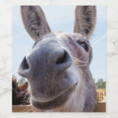 Comical Smiling Gray Donkey Weinetikett (Einzelnes Label)