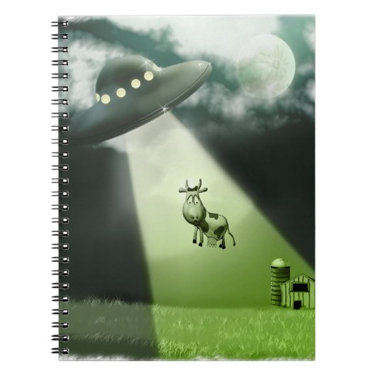 Comical UFO Cow Abduction Notebook Notizblock (Vorderseite)