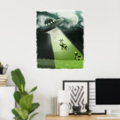 Comical UFO Cow Abduction Poster (Heimbüro)