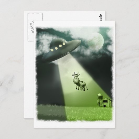 Comical UFO Cow Abduction Postkarte (Vorne/Hinten)