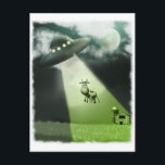 Comical UFO Cow Abduction Postkarte<br><div class="desc">Eine komische Abbildung einer Kuh,  die von einem UFO entführt wird</div>