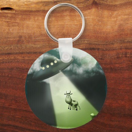 Comical UFO Cow Abduction Schlüsselanhänger (Vorderseite)