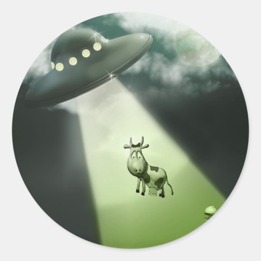 Comical UFO Cow Abduction Sticker (Vorderseite)