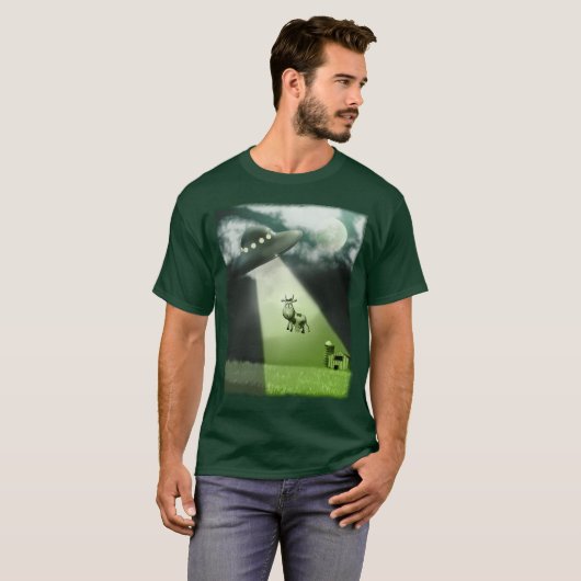 Comical UFO Cow Abduction T - Shirt (Vorne ganz)
