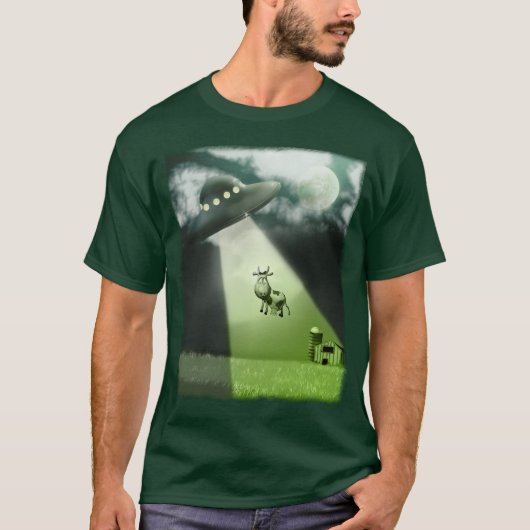 Comical UFO Cow Abduction T - Shirt (Vorderseite)