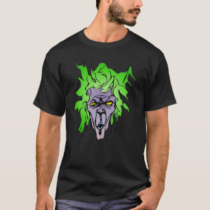 Comicbuch-Schurke mit grünem Haar und violetter Ha T-Shirt
