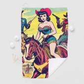 Comicen für den Retro-Western Golfhandtuch (Insitu)