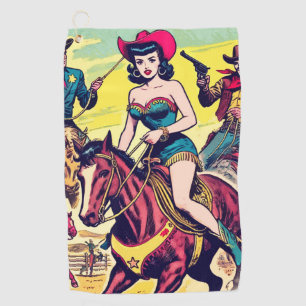 Comicen für den Retro-Western Golfhandtuch