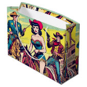 Comicen für den Retro-Western Große Geschenktüte (Rückseite Schrägansicht)