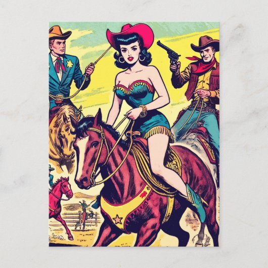 Comicen für den Retro-Western Postkarte (Vorderseite)