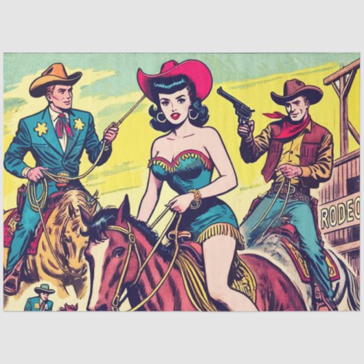 Comicen für den Retro-Western Seidenpapier (Vorderseite)