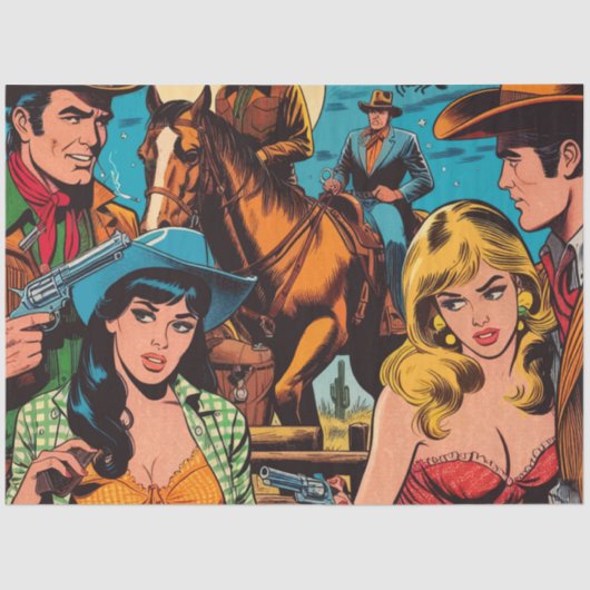 Comicen für Retro-Western Seidenpapier (Vorderseite)