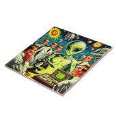 Comicen für Vintage Alien Science Fiction Fliese (Seite)