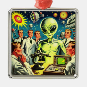 Comicen für Vintage Alien Science Fiction Ornament Aus Metall