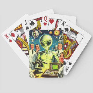 Comicen für Vintage Alien Science Fiction Spielkarten