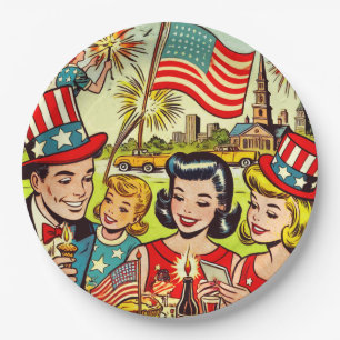 Comicen für Vintage Amerikanische Unabhängigkeitst Pappteller