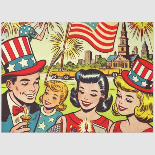 Comicen für Vintage Amerikanische Unabhängigkeitst Seidenpapier (Vorderseite)