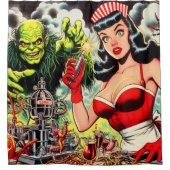 Comicen für Vintage Horror Duschvorhang (Vorderseite)
