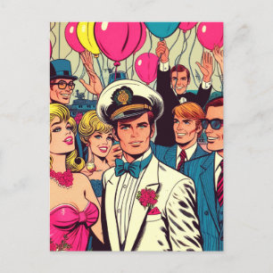Comicen für Vintages Party Postkarte